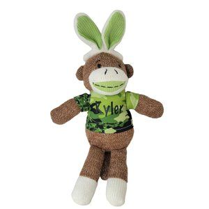 DanDee Collector's Choice 12" Sock Monkey Kyler Green Camo Shirt Brown and Green